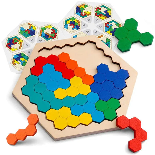 Holzpuzzle "Hexagon" – Intelligenzförderndes Lernspielzeug