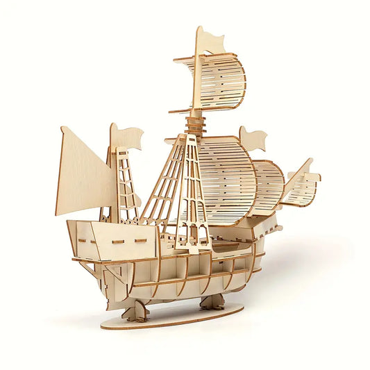 Piraten-Schiff 3D Holzpuzzle – Setze die Segel für dein Abenteuer!