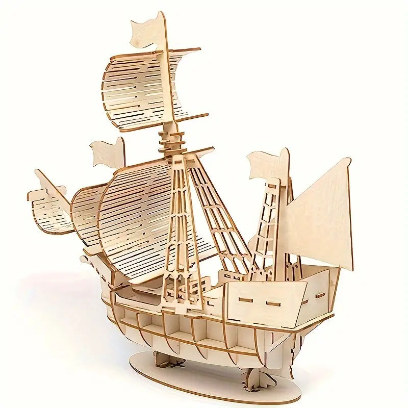 Piraten-Schiff 3D Holzpuzzle – Setze die Segel für dein Abenteuer!