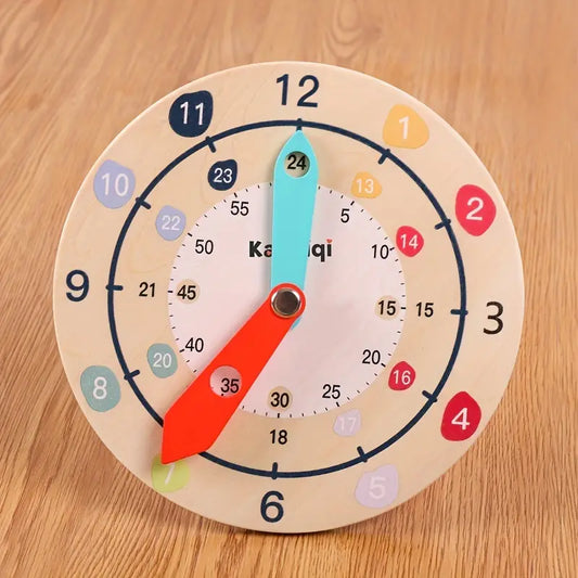 Lernuhr aus Holz für Kinder – Uhrzeit lernen mit 12h/24h-System & Minutenanzeige