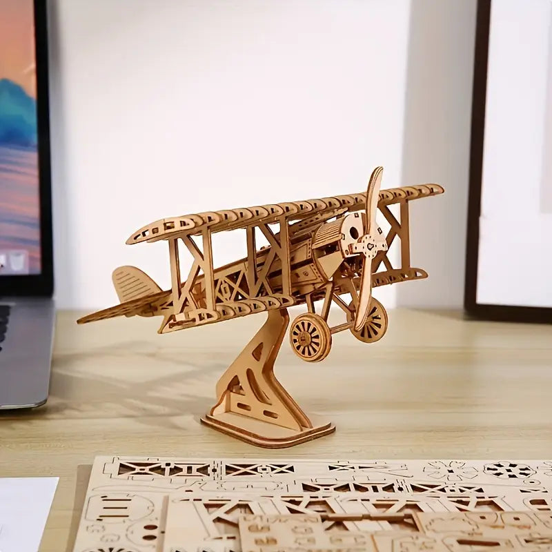 Vintage Holzflugzeug – 3D Holzpuzzle für kleine und große Piloten!