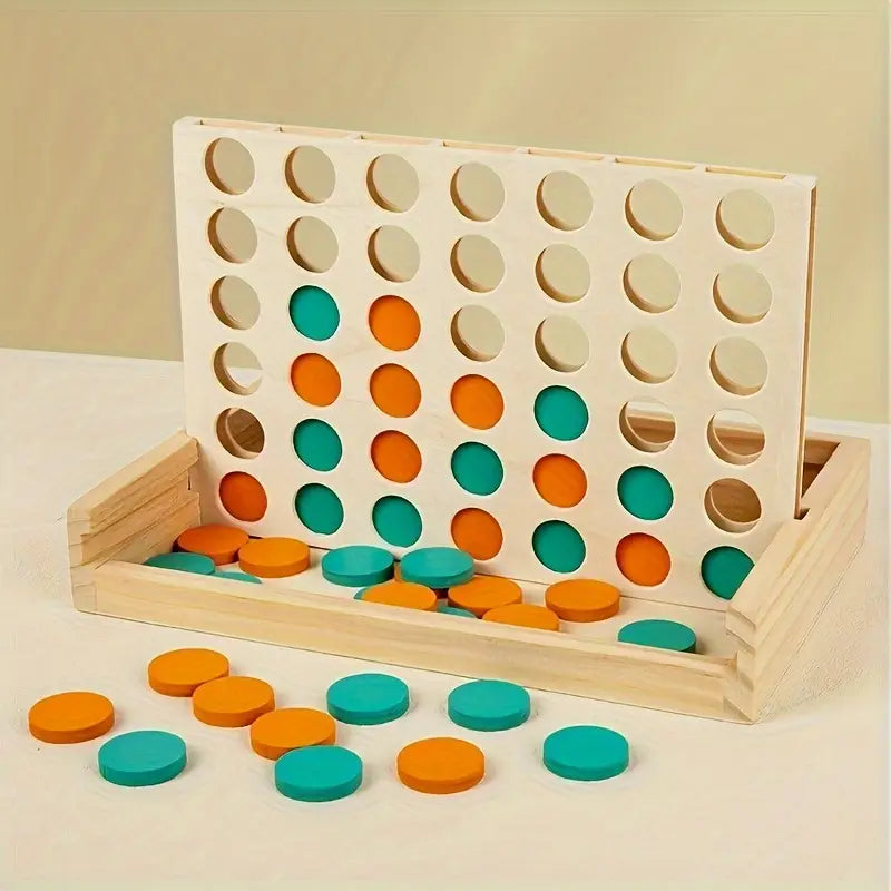 Holzspiel „Vier gewinnt“ – Klassisches Strategiespiel für Kinder & Erwachsene