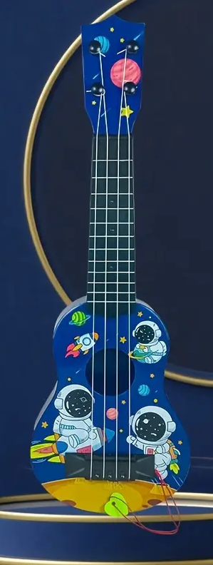 Kinder-Ukulele "Space Astronaut" – 44 cm Mini-Gitarre aus Kunststoff | Musikalisches Lernspielzeug