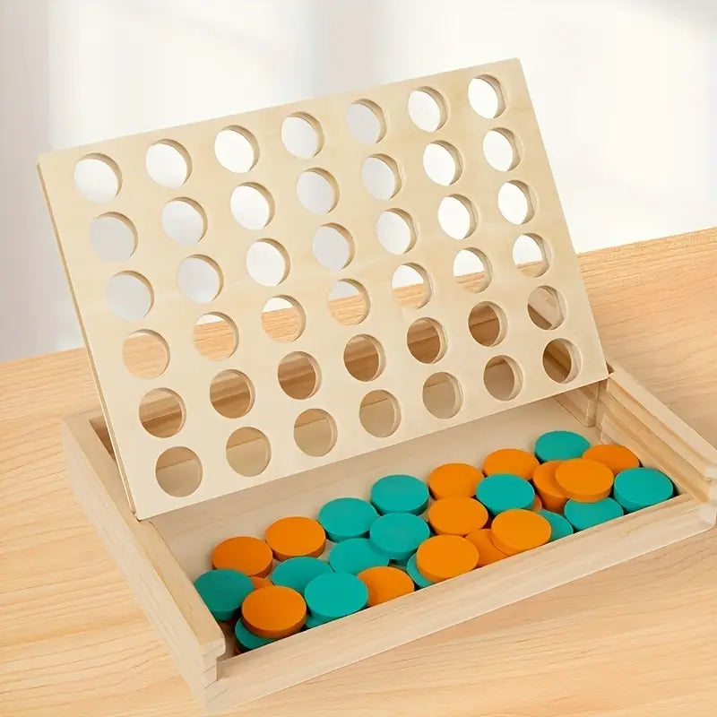 Holzspiel „Vier gewinnt“ – Klassisches Strategiespiel für Kinder & Erwachsene