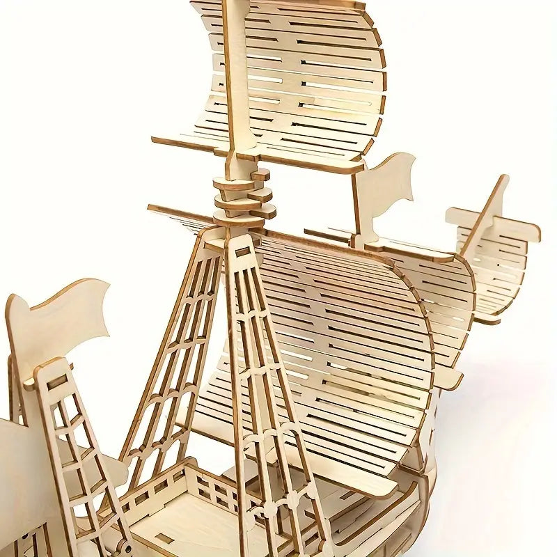 Piraten-Schiff 3D Holzpuzzle – Setze die Segel für dein Abenteuer!